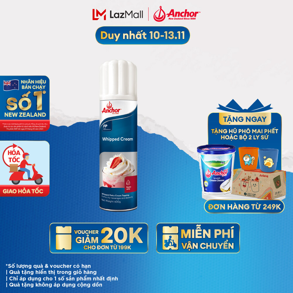 [GIAO HÀNG HỎA TỐC - HCM] Kem Sữa Tươi Dạng Xịt Anchor - Anchor Whipped Cream 400G