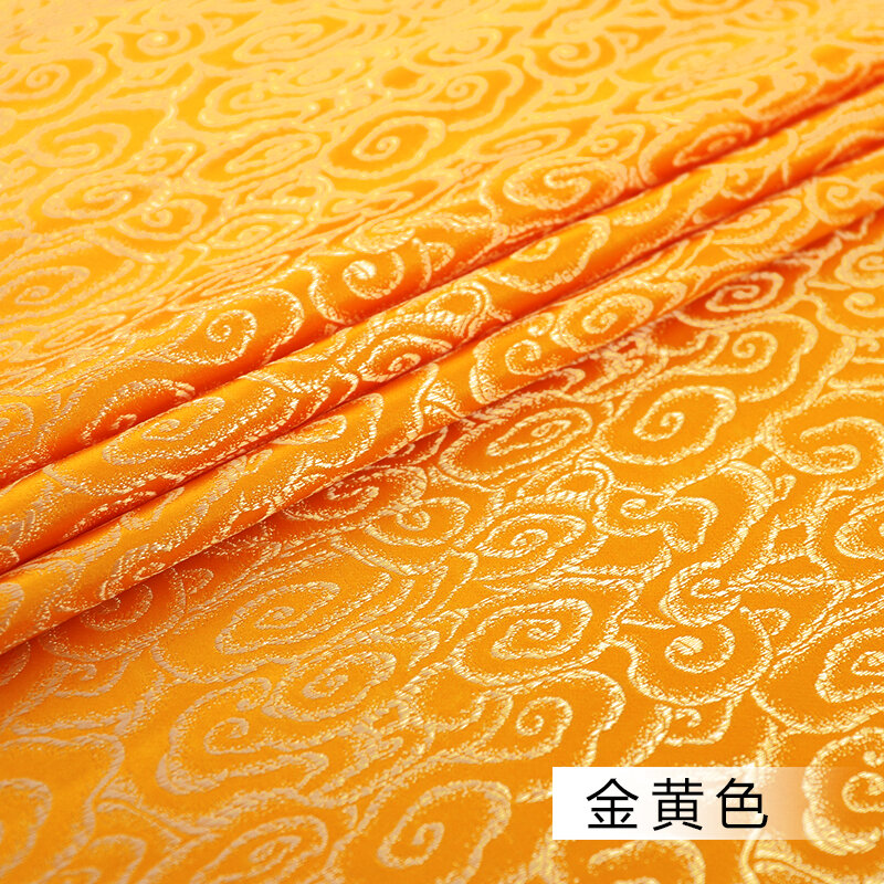 Vải satin lụa tơ tằm nylon mật độ cao hán phục vân mây may mắn sườn xám vải lụa túi miệng vàng tự làm thủ công vải lụa tơ tằm