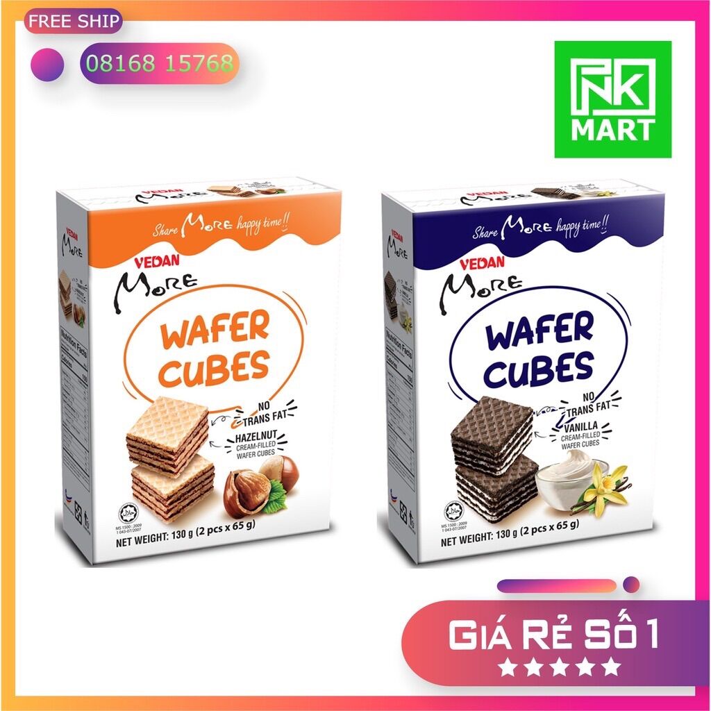 Bánh xốp wafer cube hộp 130g