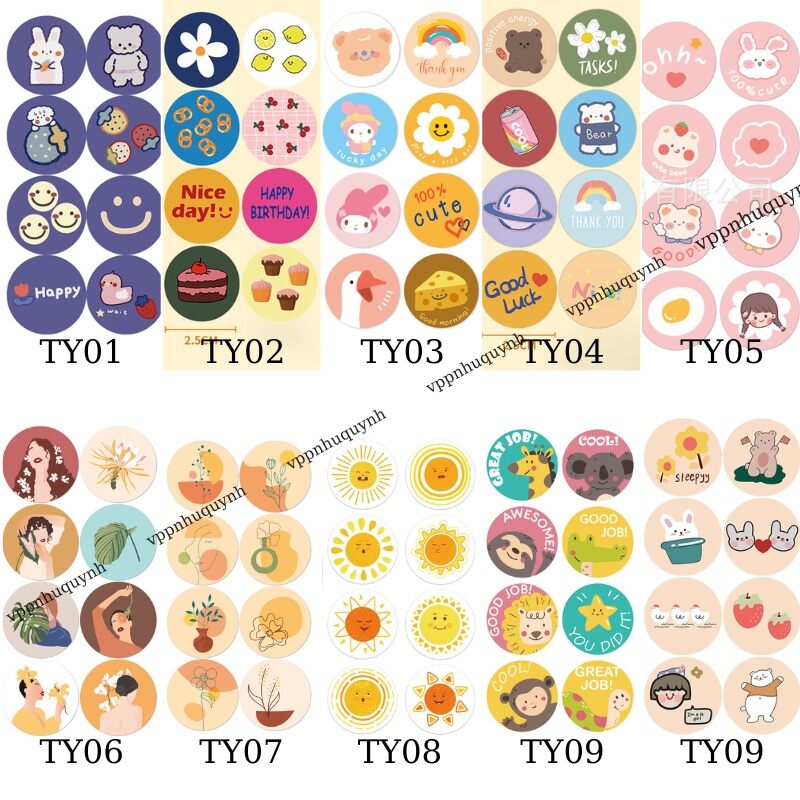 Set 100 Tem Dán Thank You Phong Cách Vintage (10 dây)