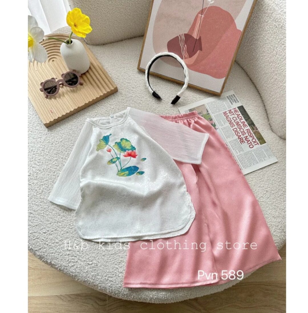 (10-32kg) Bộ bà ba kèm bờm cho bé gái