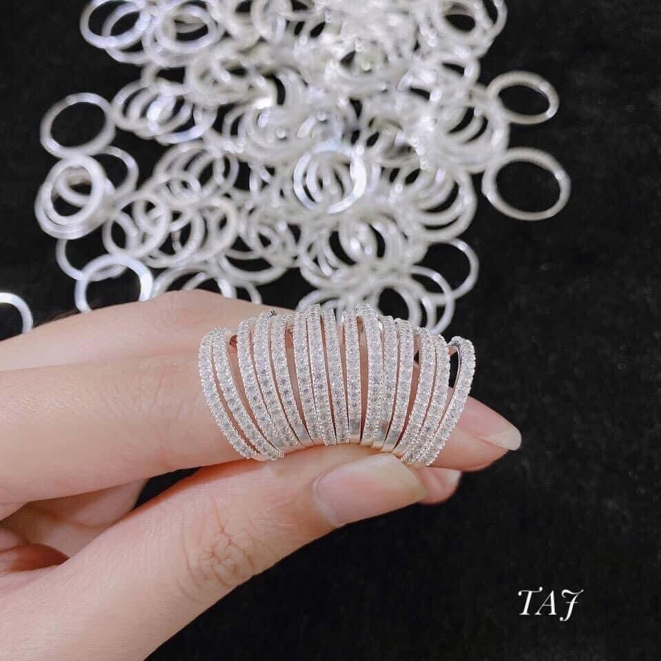 Nhẫn 1 hàng đá, Nhẫn nữ Đính đá, chất liệu Bạc Ta-bacquynhanh
