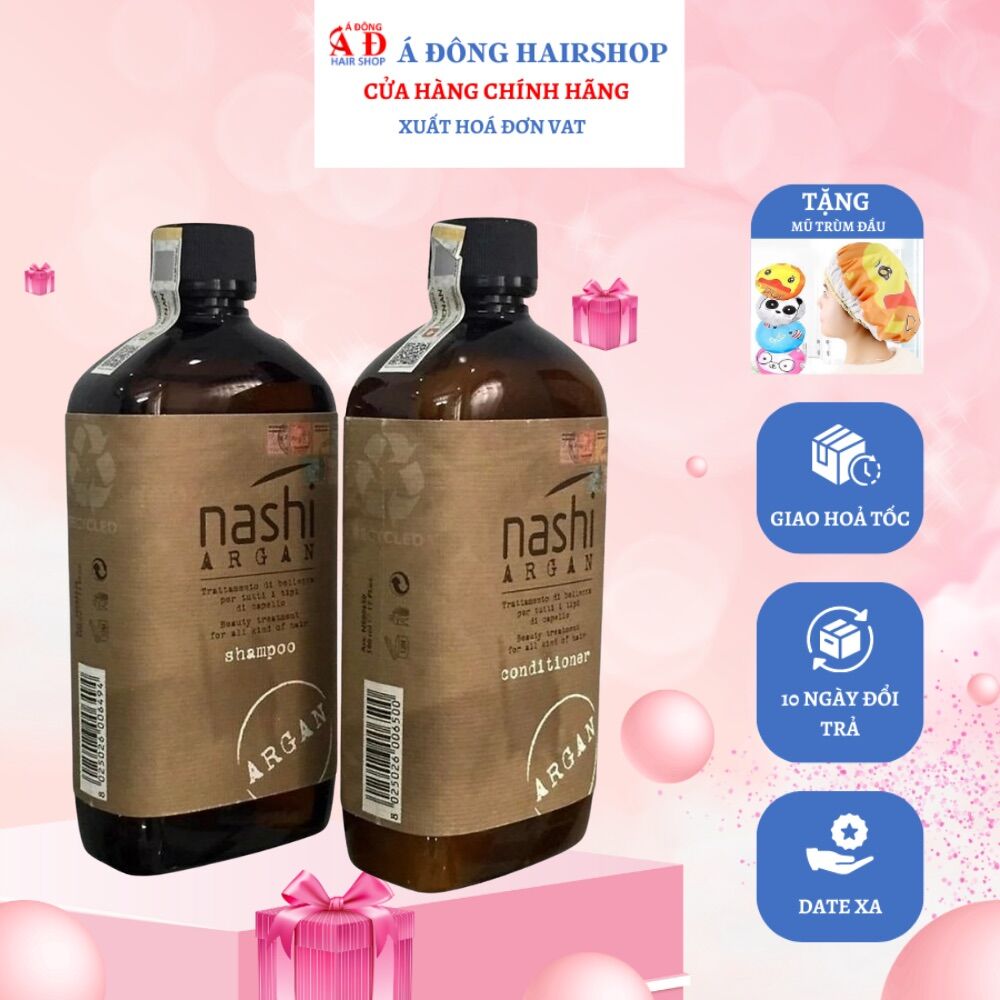 [+Tặng mũ trùm][Chính hãng] Cặp dầu gội xả siêu mượt Nashi Argan Classic Shampoo and Conditioner 500mlx2