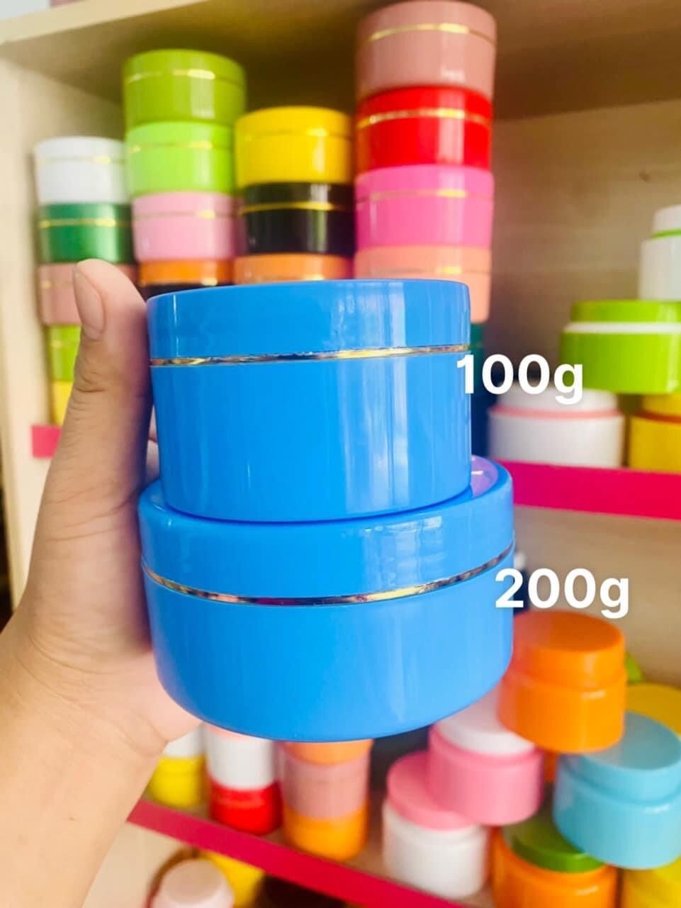 Hủ đựng kem 100gr-200gr màu xanh dương-có nắp lót