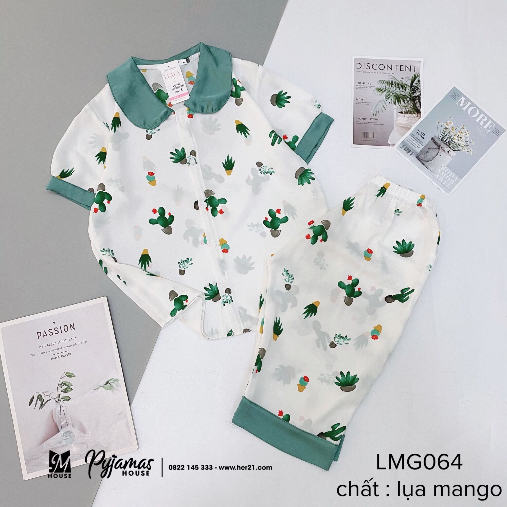 Bộ pyjama lụa Mang tay ngắn quần lửng cao cấp