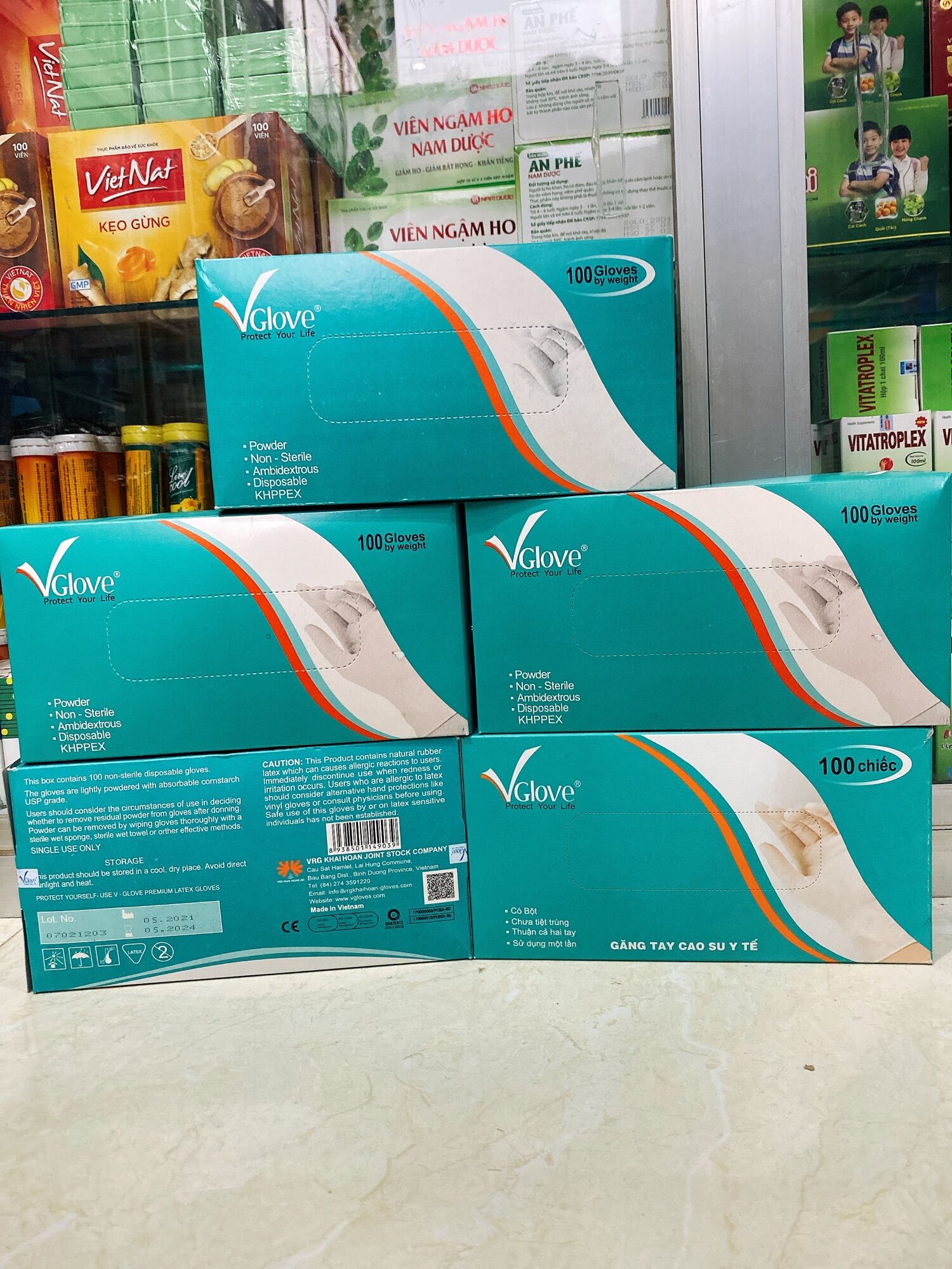 Găng tay có bột Vglove hộp 100 chiếc