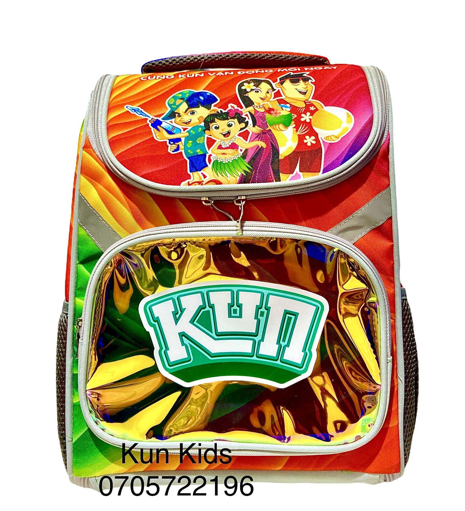 Balo Kun chống gù gia đình Kun đỏ sóng vân - Hàng chuẩn chính hãng khuyến mãi sữa Kun