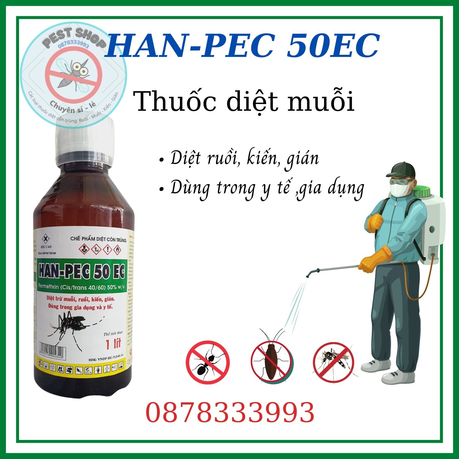 Thuốc diệt muỗi han - pec 50ec - diệt các lại côn trùng, muỗi gây bệnh .