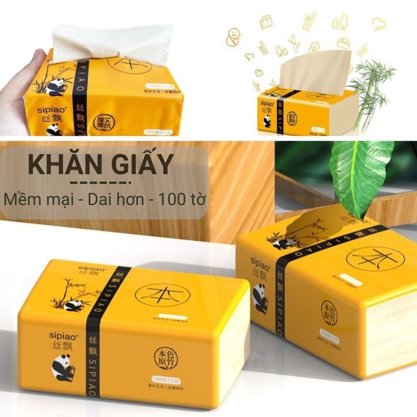 Khăn giấy ăn gấu trúc sipiao siêu dai 1 thùng 30 gói