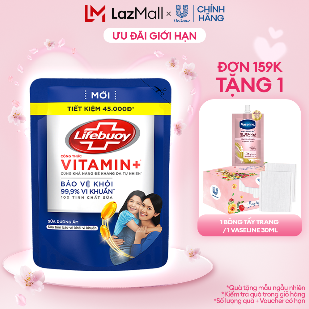 Sữa tắm Lifebuoy 800g Chăm sóc da dưỡng ẩm mềm mịn giúp bảo vệ khỏi 99.9% vi khuẩn và ngăn ngừa vi khuẩn lây lan trên da (Túi)