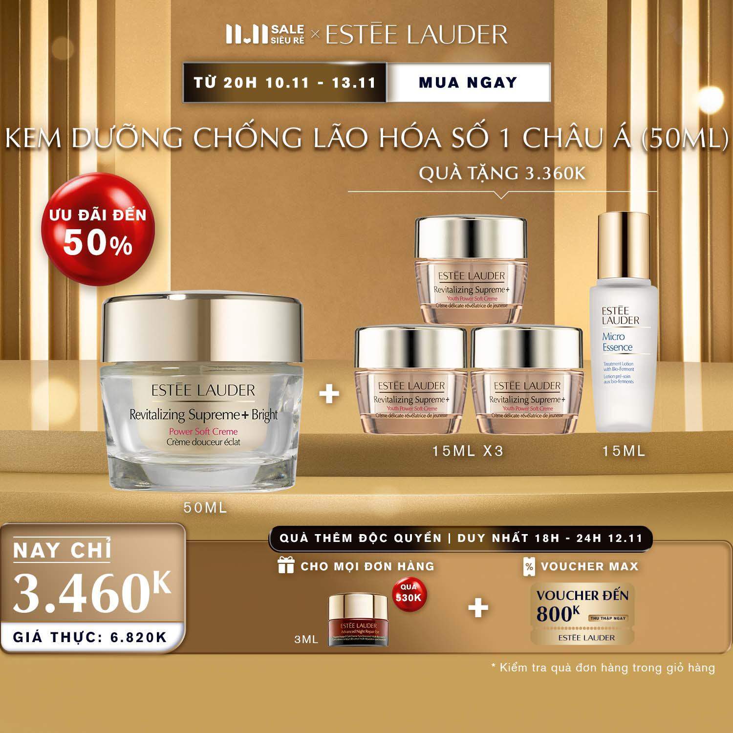 [ĐỘC QUYỀN 11.11] [MỚI] Kem dưỡng trắng Collagen và chống lão hóa Estee Lauder Revitalizing Supreme+