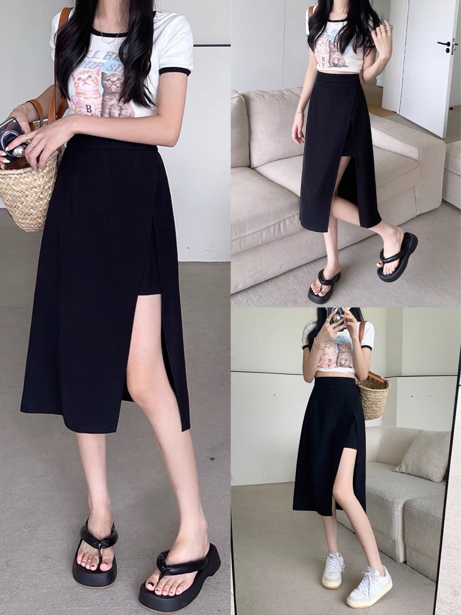 Chân váy dài xẻ tà maxi big size dành cho khách ngoại cỡ 60-90 ký