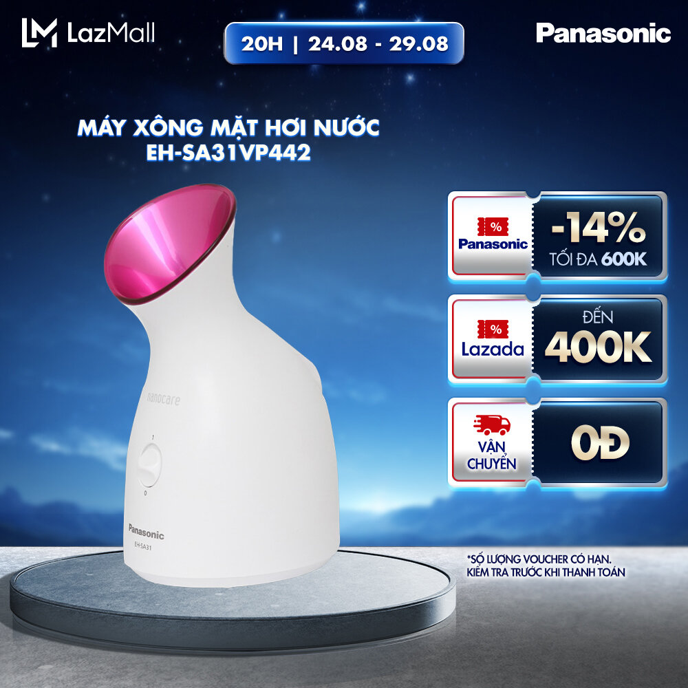 [Trả góp 0%] Máy Xông Mặt Hơi Nước Panasonic EH-SA31VP442 - Hạt Nước Mịn Kích Cỡ Nanoe - Spa 6 Phút Tại Nhà - Dưỡng Ẩm Và Chăm Sóc Da Căng Bóng – Bảo Hành Chính Hãng 12 tháng