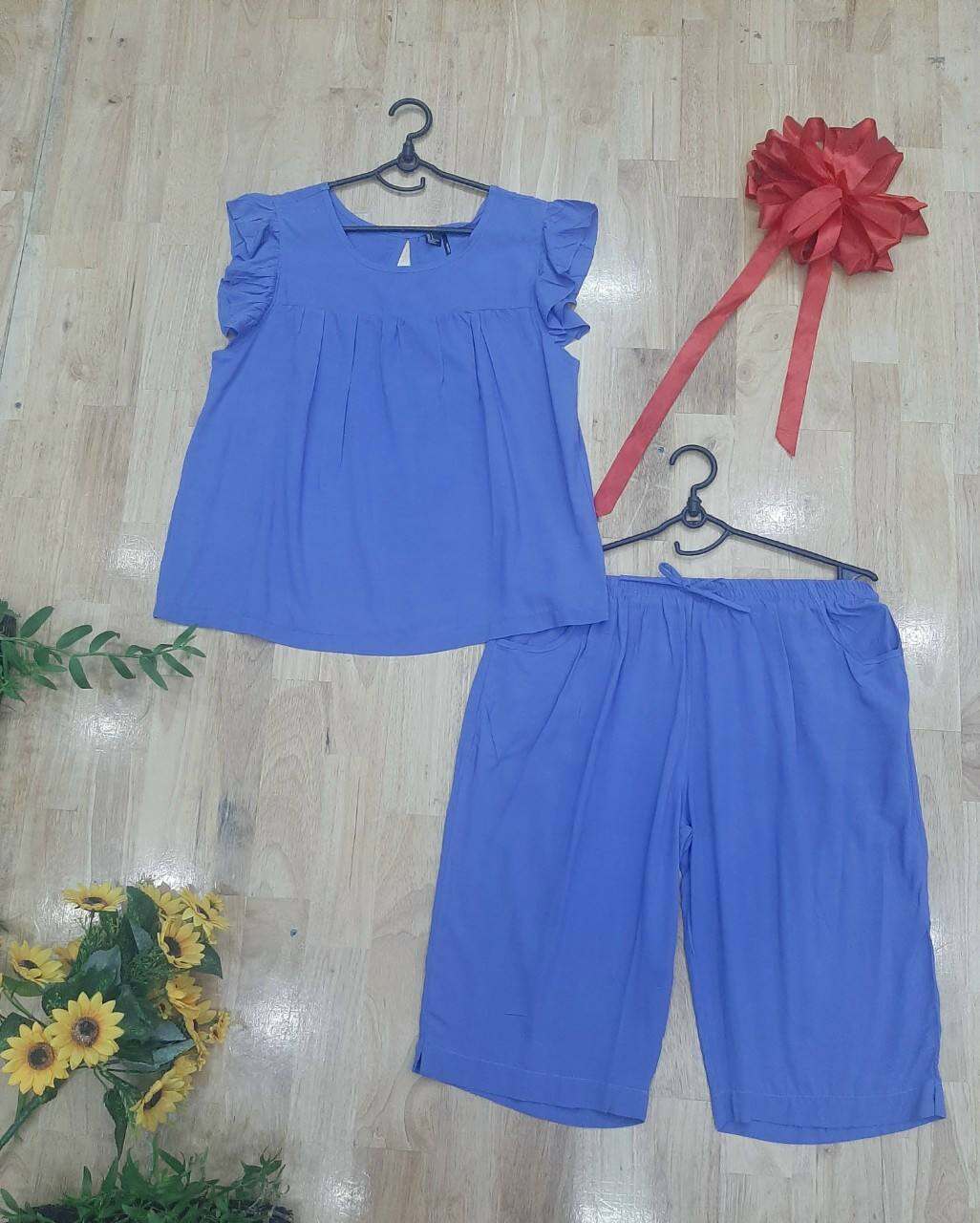 Bộ lanh/tole lửng tay cánh tiên mặc nhà