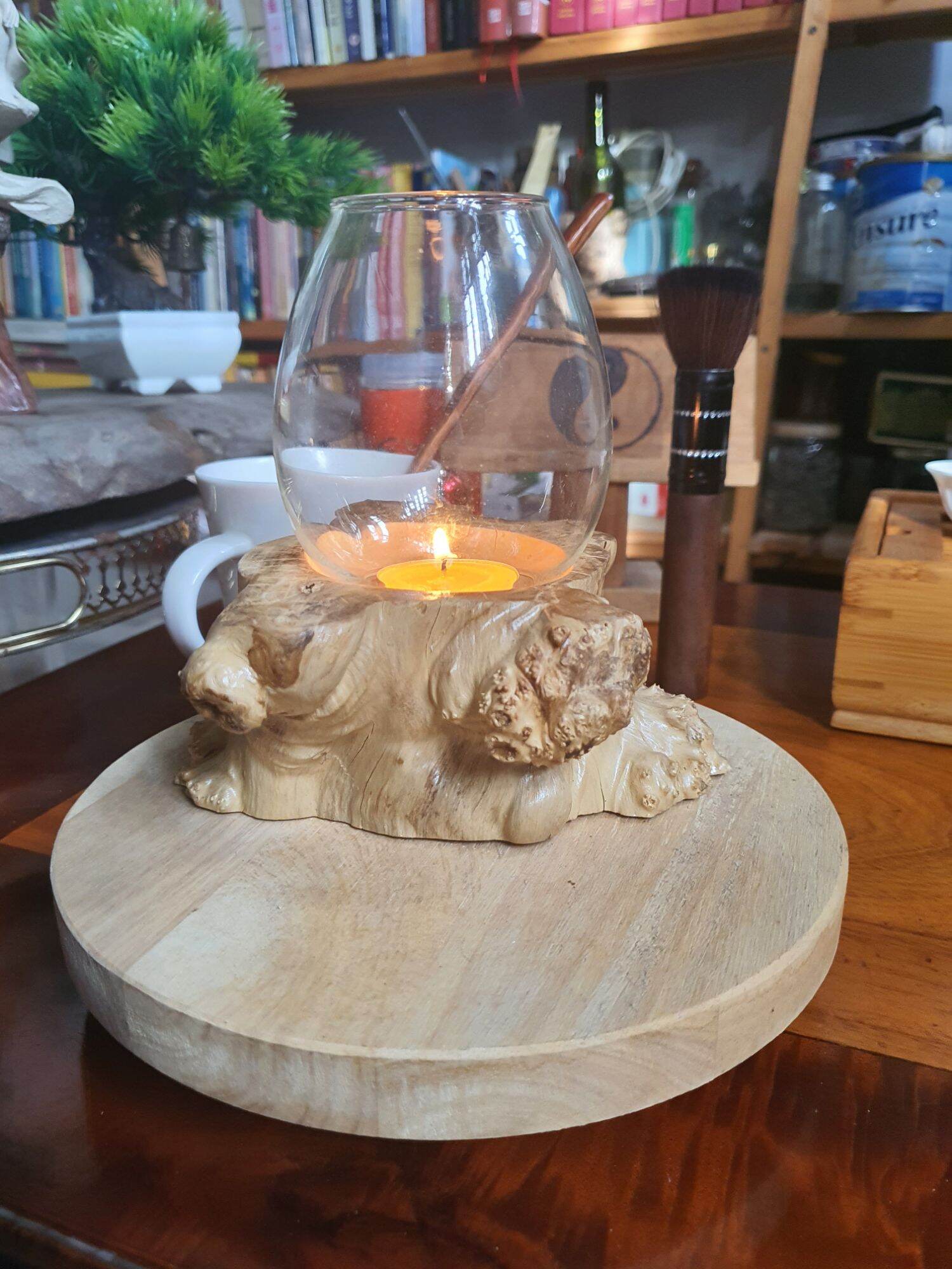 chân nến gỗ cafe