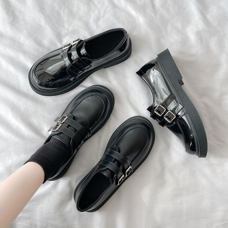 Giày Da Nữ Giày Loafer Đế Dày Mẫu Mới Xuân Thu 2023 Phong Cách Anh Giày Một Lớp JK Mary Jane Kiểu Nhật Cổ Điển Kiểu Pháp