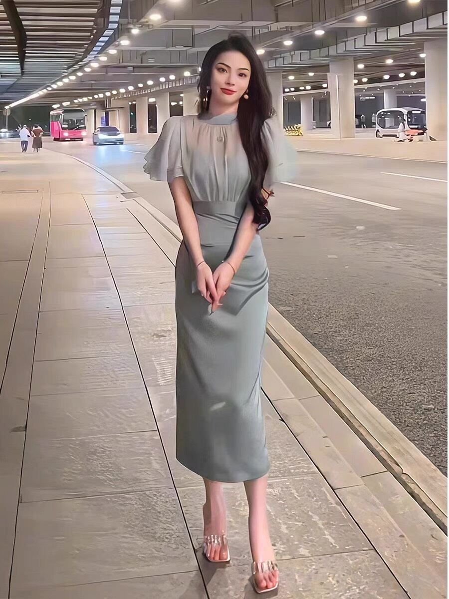 Đầm body phi phối voan chiffon nhẹ nhàng,cá tính