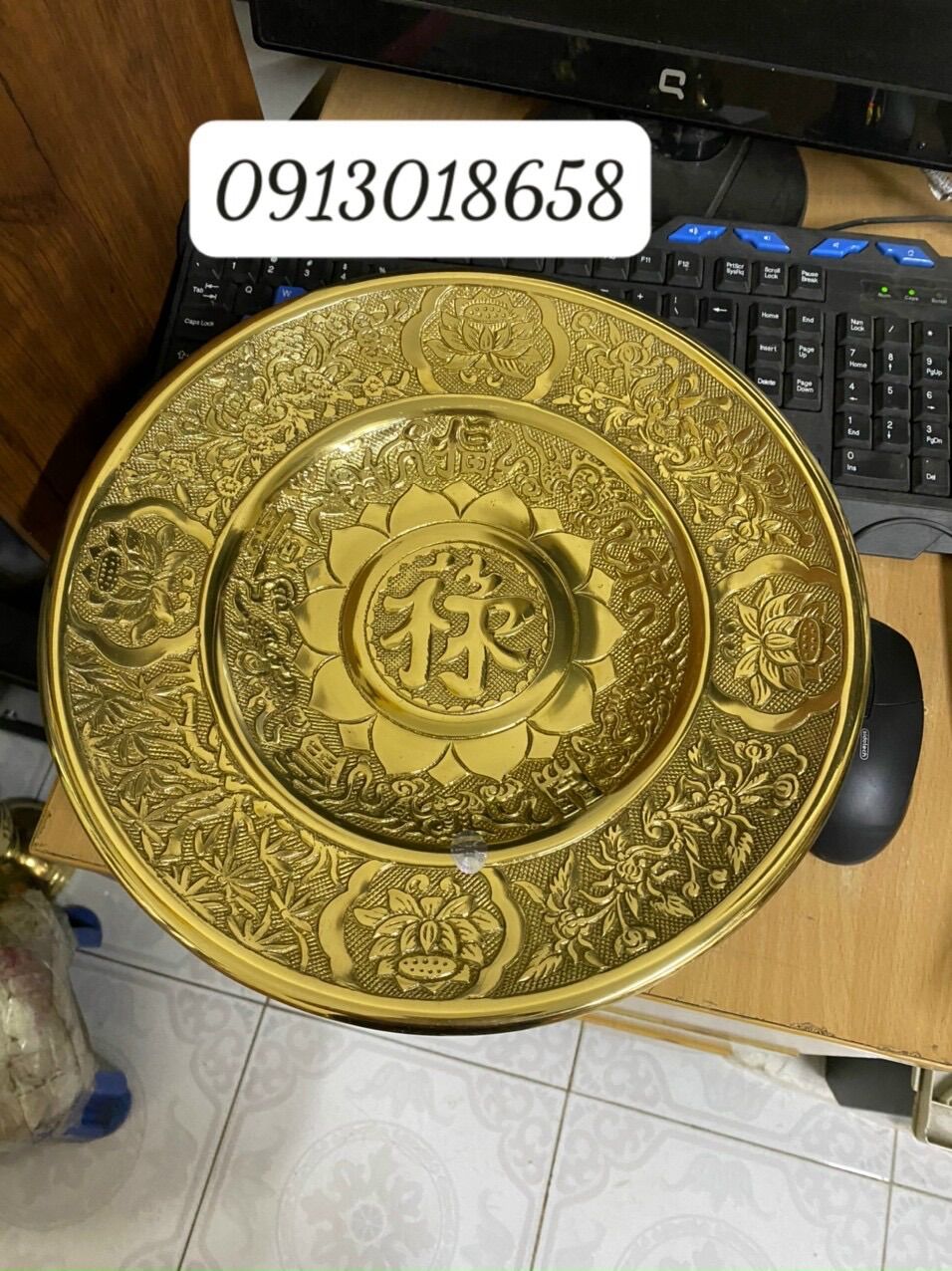 Mâm bồng mâm ngũ quả mâm trưng trái cây bằng đồng đường kính mâm 30cm