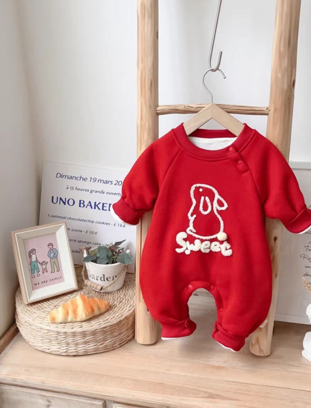 bộ bodysuit thỏ da cá cotton cho bé gái