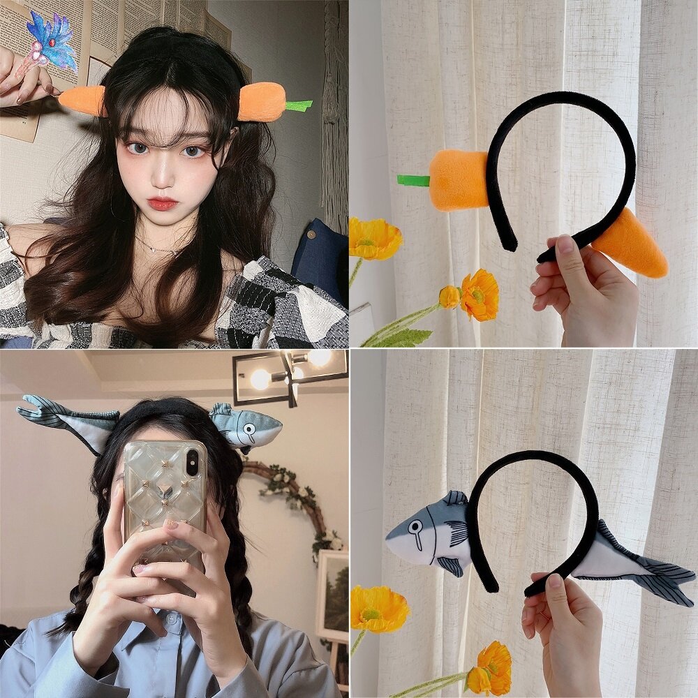 Băng dô cài tóc hình cà rốt / cá mập dễ thương cho các bạn nữ