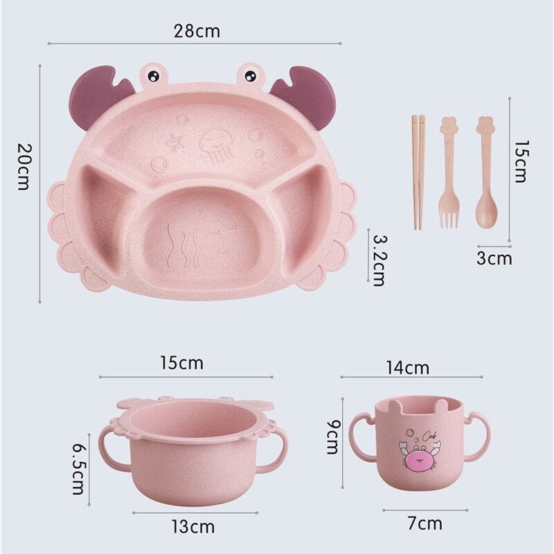Set Khay ăn Lúa Mạch 6 CHI TIẾT Hình Cua cho bé ăn dặm