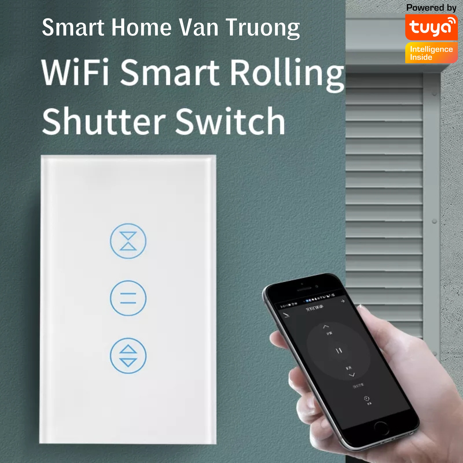 Rolling door switch WiFi + Bluetooth phone control via Tuya phone, stop obstacle, share remote control