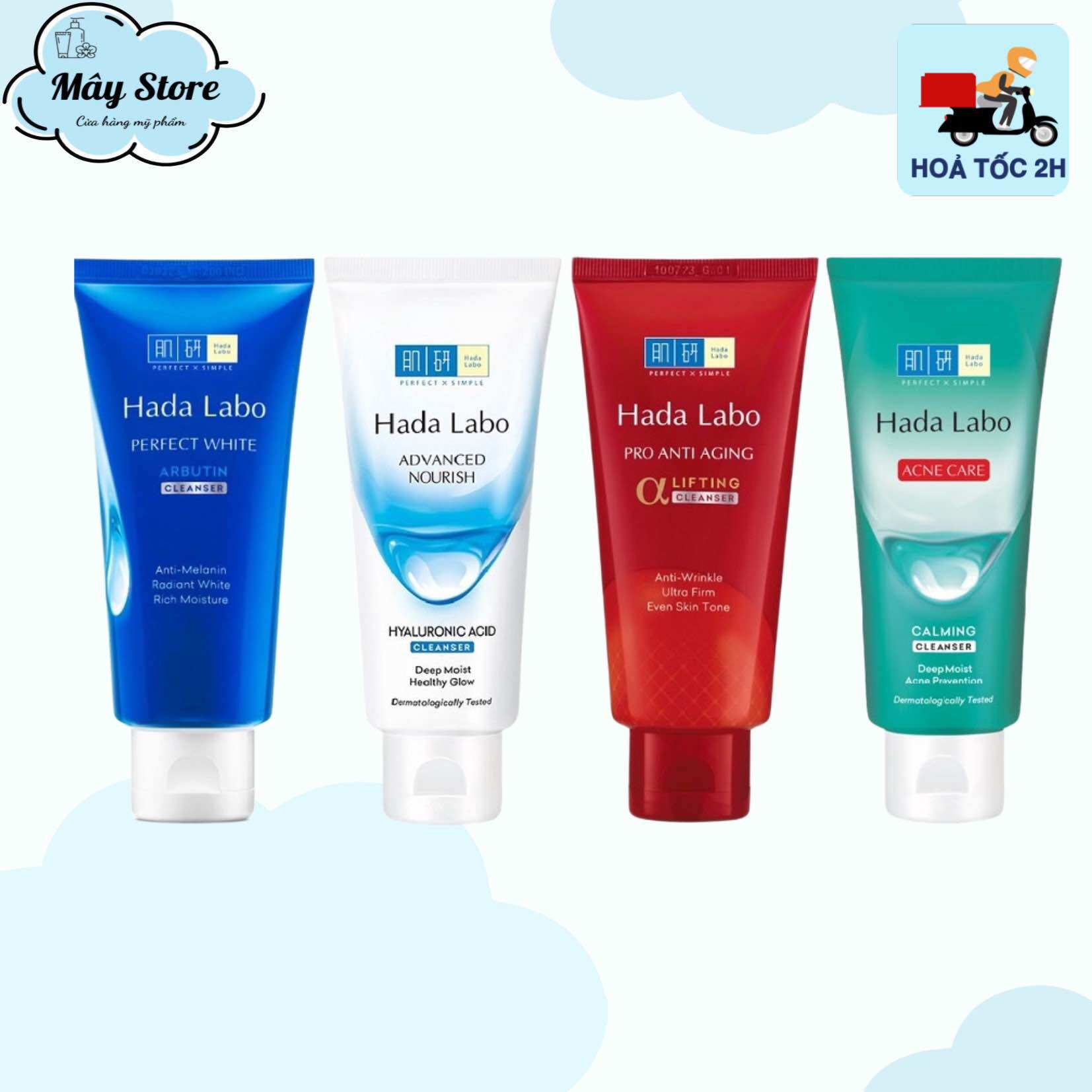 Kem rửa mặt hada labo sạch sâu dưỡng ẩm, sạch sâu dưỡng sáng 80g