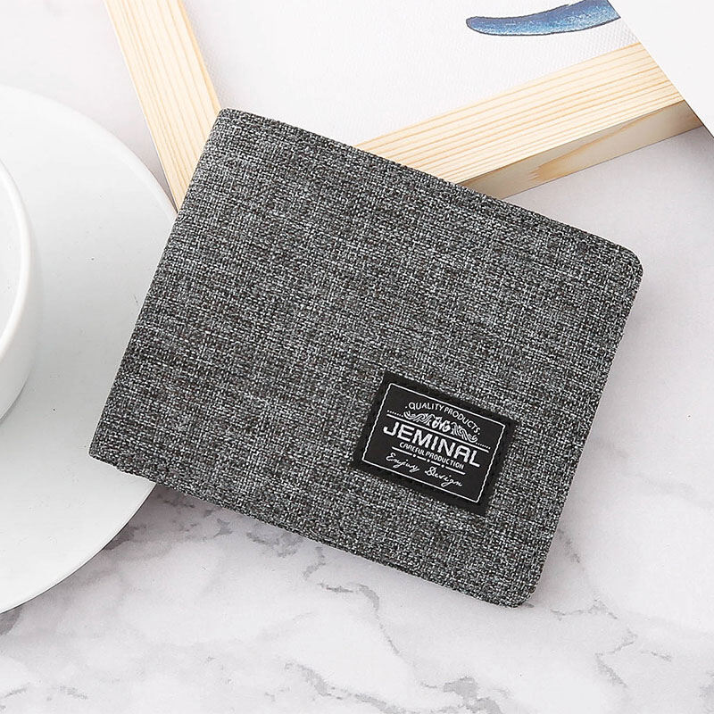 Men's Wallet Men's Short 2019 New Canvas Fashion Brand Simple Youth High School Students Ultra-Thin Unique Small Wallet