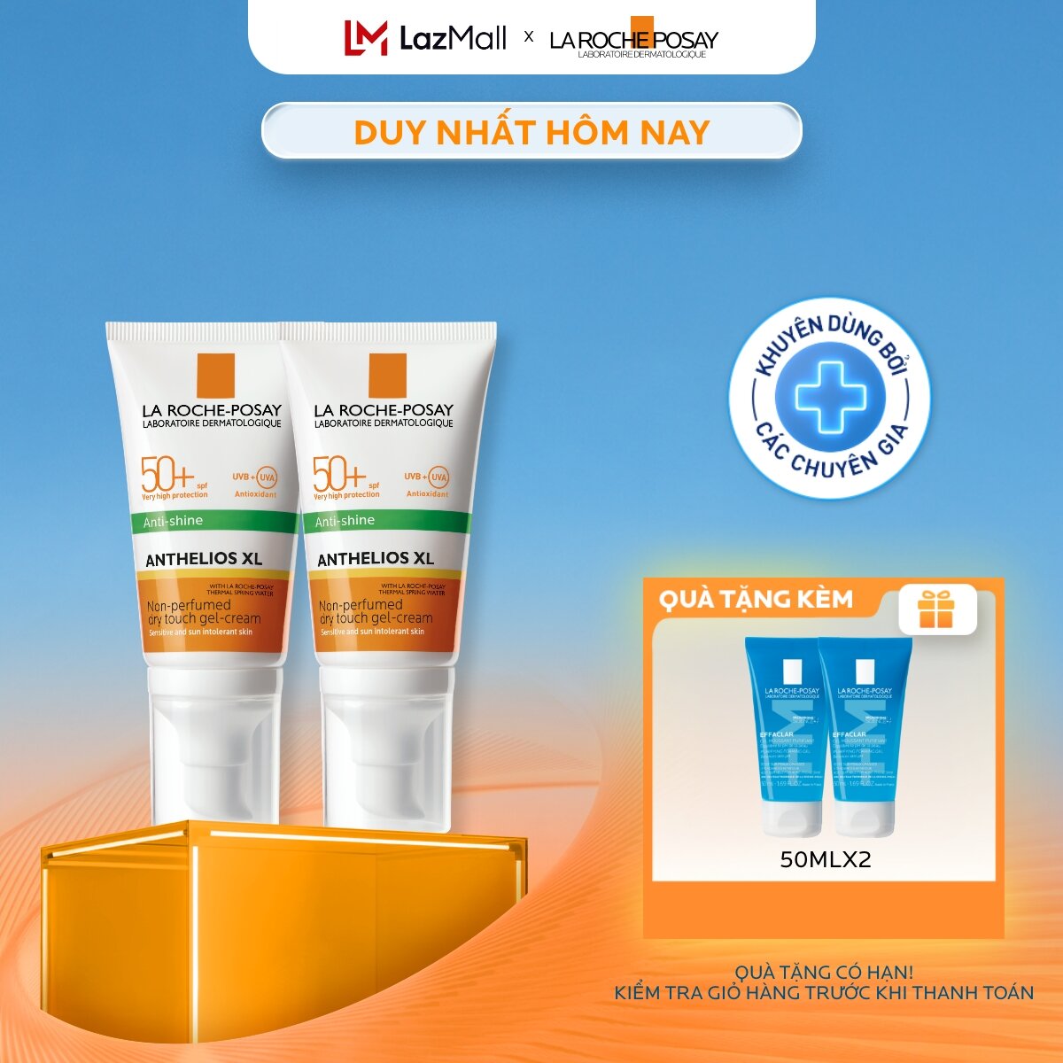 Bộ đôi kem chống nắng nâng tone cho da dầu La Roche-Posay Anthelios XL SPF50+ PA++++ 50ml