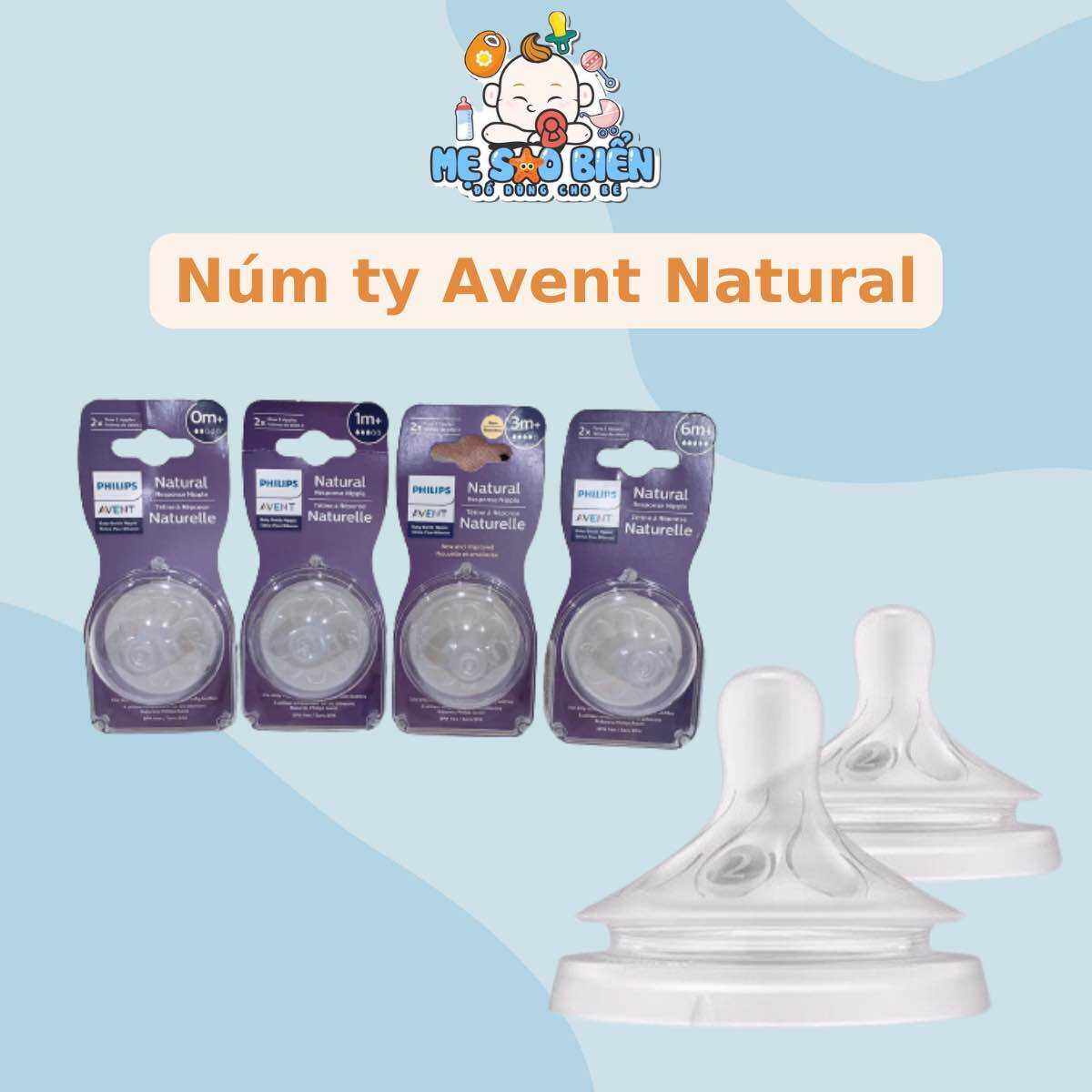 Núm ty thay thế bình sữa Avent Natural