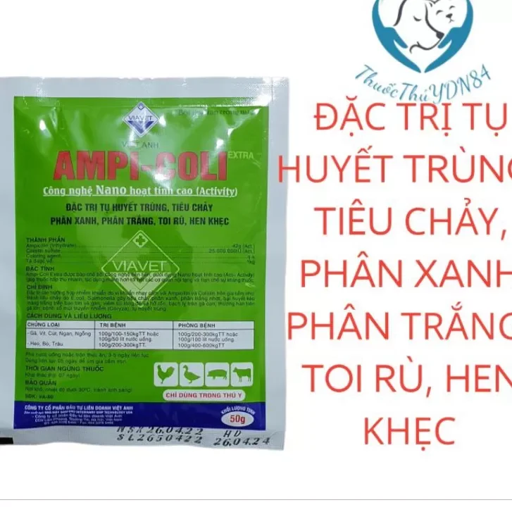 Ampi Coli tụ huyết trùng, tiêu chảy phân xanh, phân trắng gà vịt gói 50gam