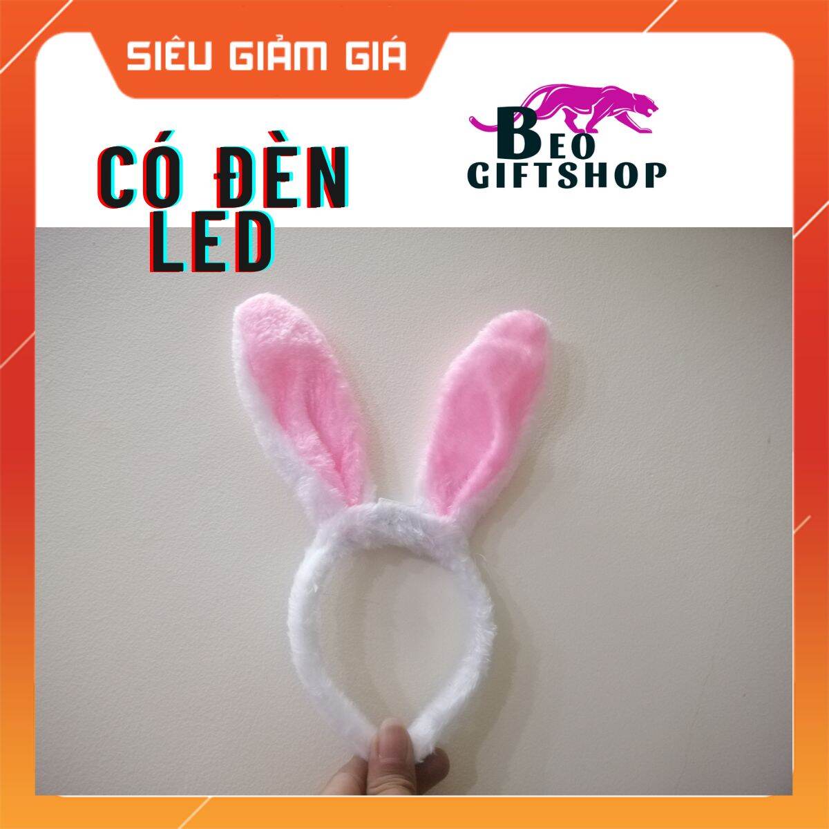 Cài tóc đèn led. băng đô hình tai thỏ có đèn nhấp nháy