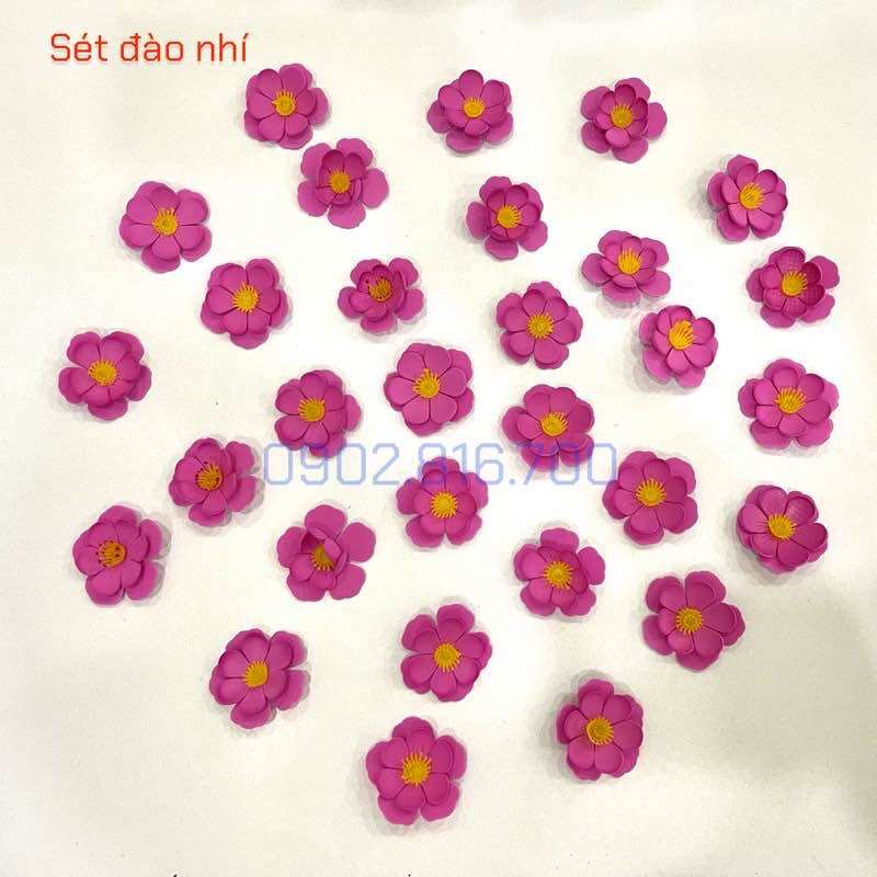 Sét hoa mai - hoa đào xốp dẻo dán tường - dán kiếng phụ kiện trang trí tết