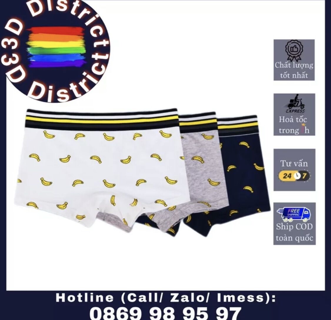 Quần boxer, quần sịp đùi, quần lót cho nữ, tomboy, transguy hoạ tiết in hình chuối