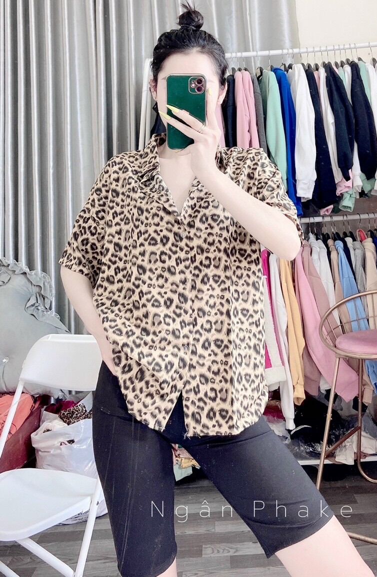 Sét áo sơmi beo tay lỡ quần thun ngố