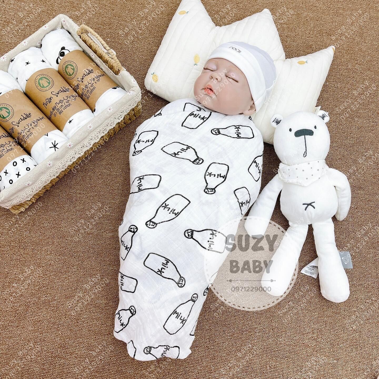 Khăn tắm aden coton organic cho bé