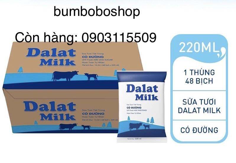 Thùng 48 bịch Dalat milk có đường (220ml/bịch)