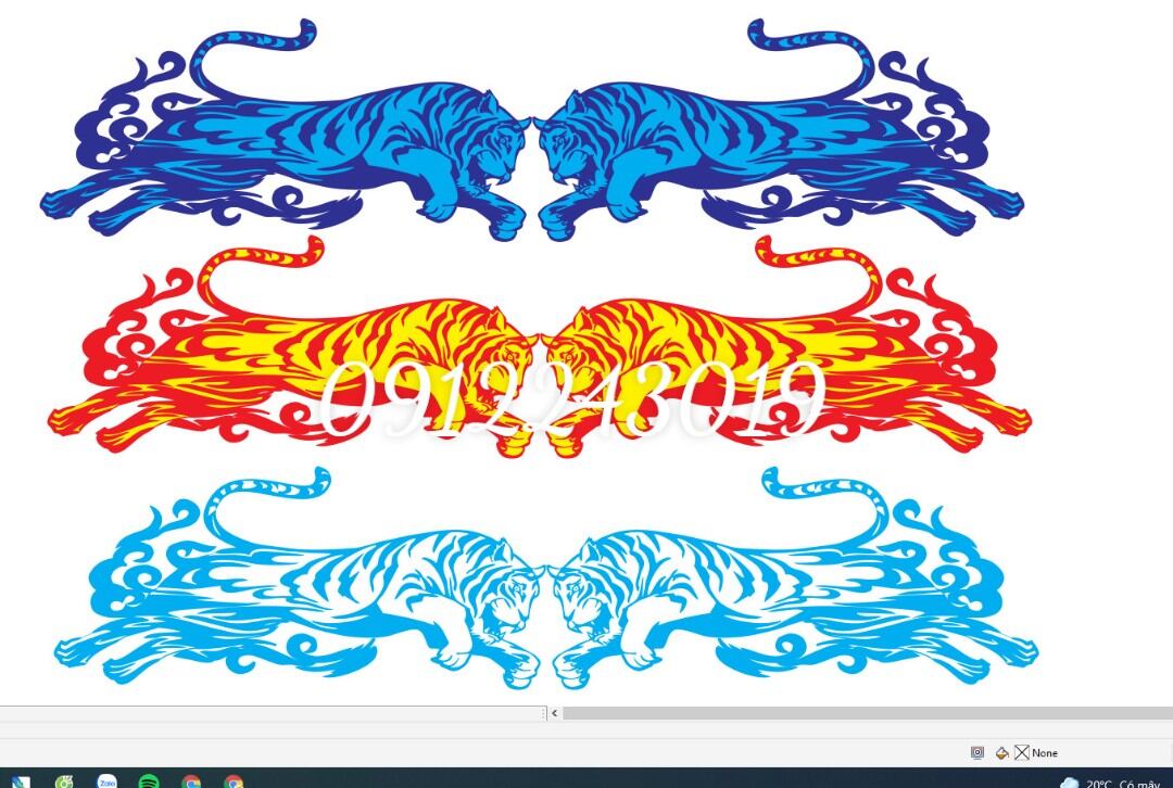 Cặp TEM DECAL HỔ VỒ dán trang trí xe ô tô, xe tải