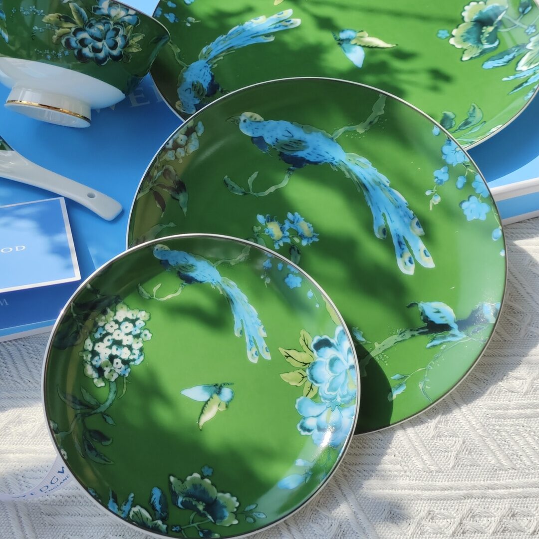 WEDGWOOD Bộ chén dĩa ngọc bích xanh ngọc và phượng hoàng 5 món - Jasper Conran - Chinoiserie Green by Wedgwood