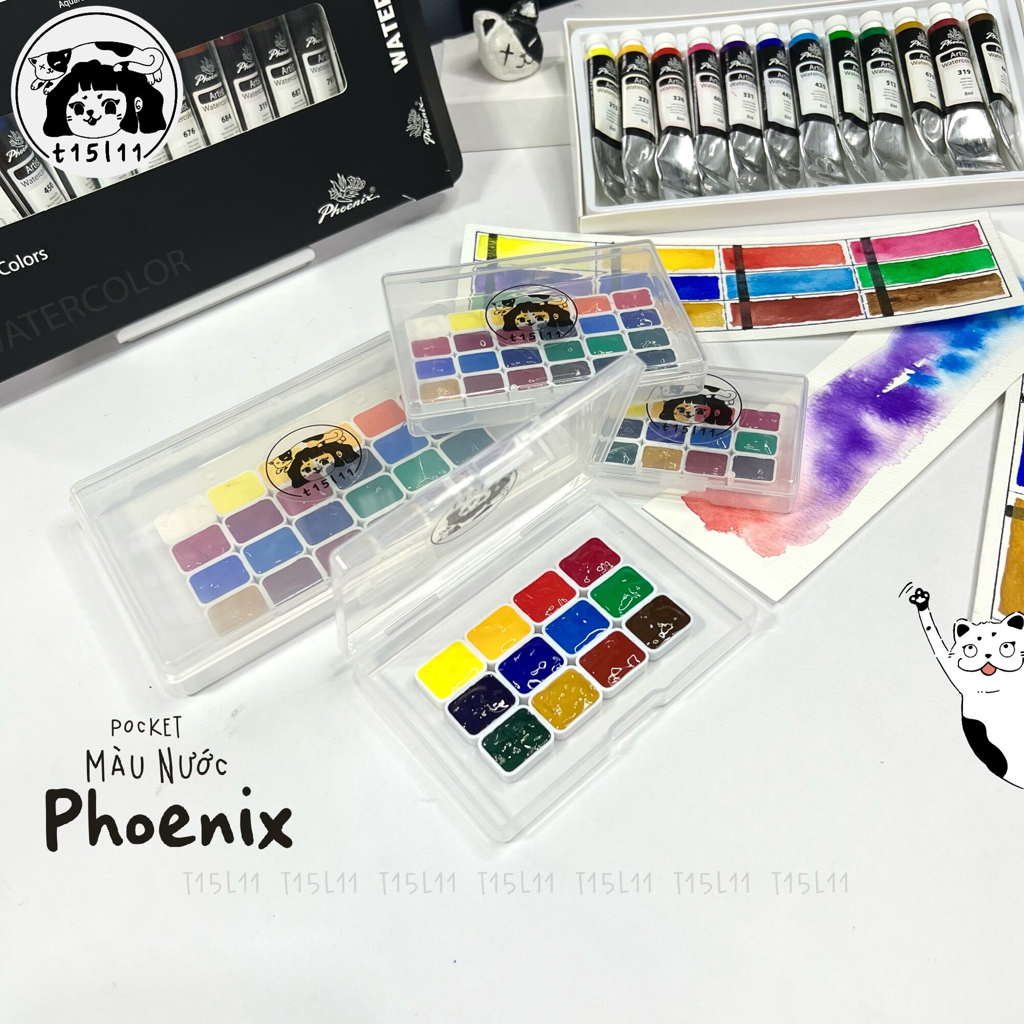 Pocket Màu nước Phoenix Hạng hoạ sĩ 12/24 màu