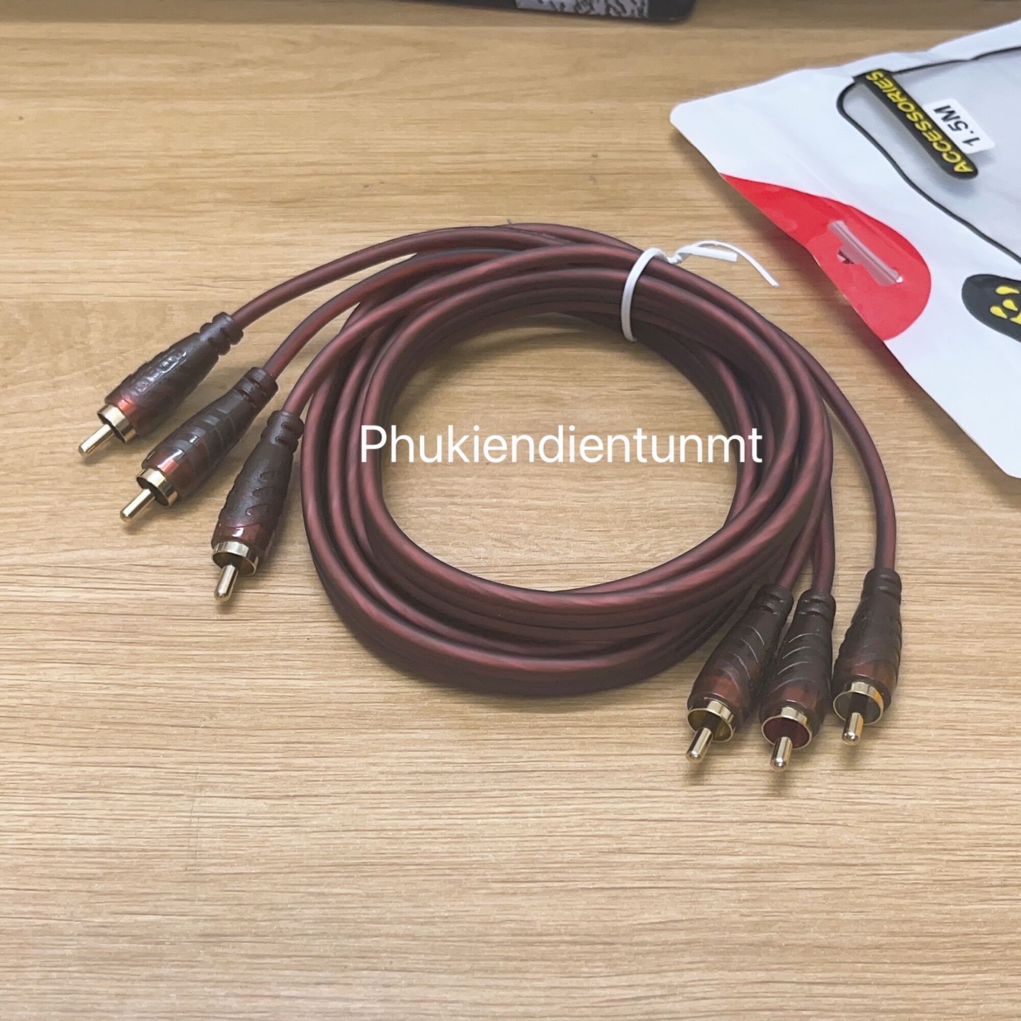 Dây cáp av/rca 3 ra 3 nâu 1.5m lõi đồng