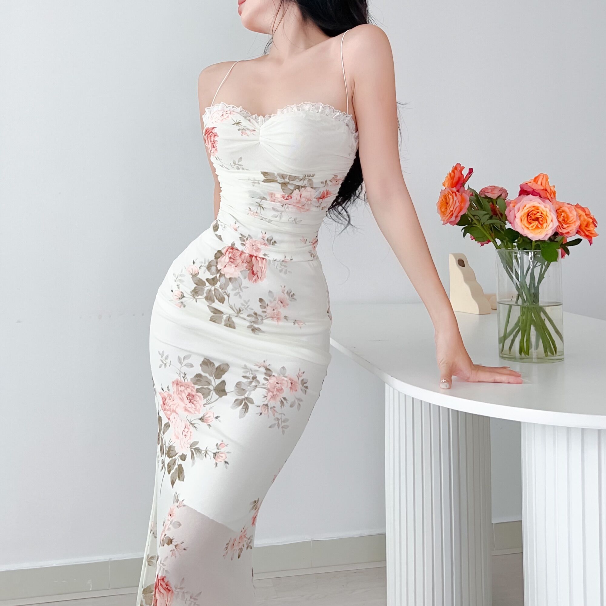 Set áo hai dây chân váy đuôi cá dáng dài NGOCCLOTHING nữ Bộ đồ áo croptop 2s kèm chân váy dáng dài sang trọng