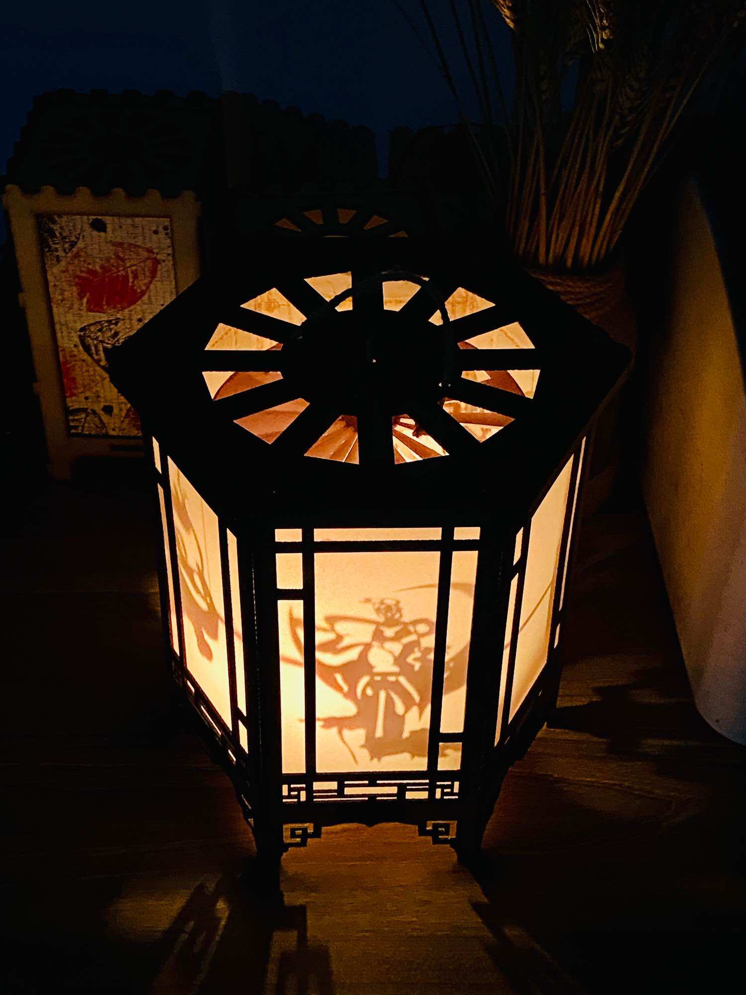 Đèn kéo quân Handmade sài nến cao 24cm( Chú Cuội, Chị Hằng, Múa Lân, Rước Đèn)