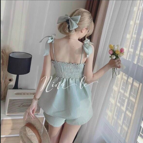 (SHOP BIGSIZE nữ 50kg đến 90kg) SET PEPLUM 2 DÂY NƠ