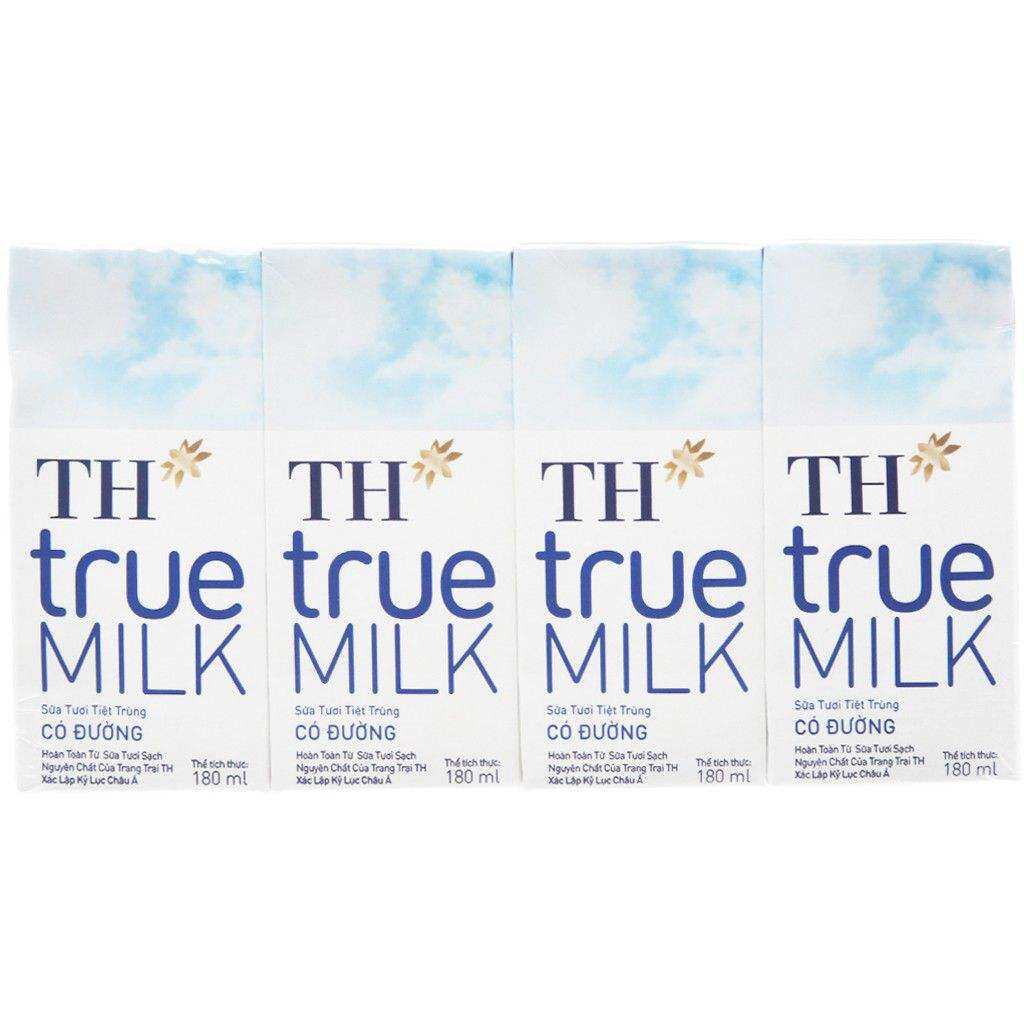Lốc sữa tươi tiệt trùng TH true milk 180ml × 4 hộp