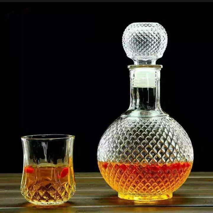 Vỏ Chai Rượu Thủy Tinh 1000ML cao cấp mẫu Trụ Tròn họa tiết nổi  sang trọng