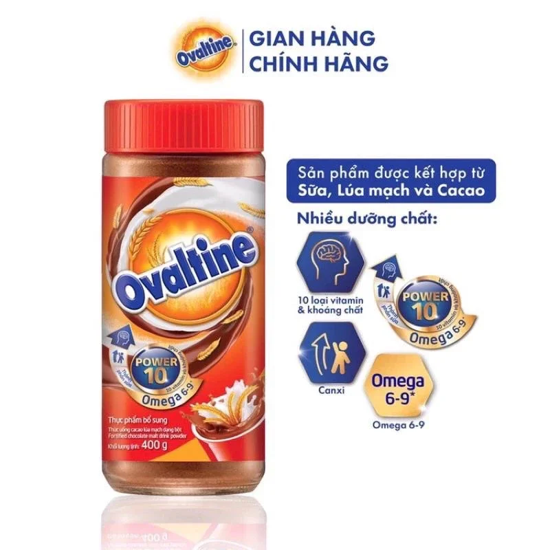 [Combo 3 hũ]Bột Cacao Lúa Mạch Ovaltine 400g hàng chính hãng