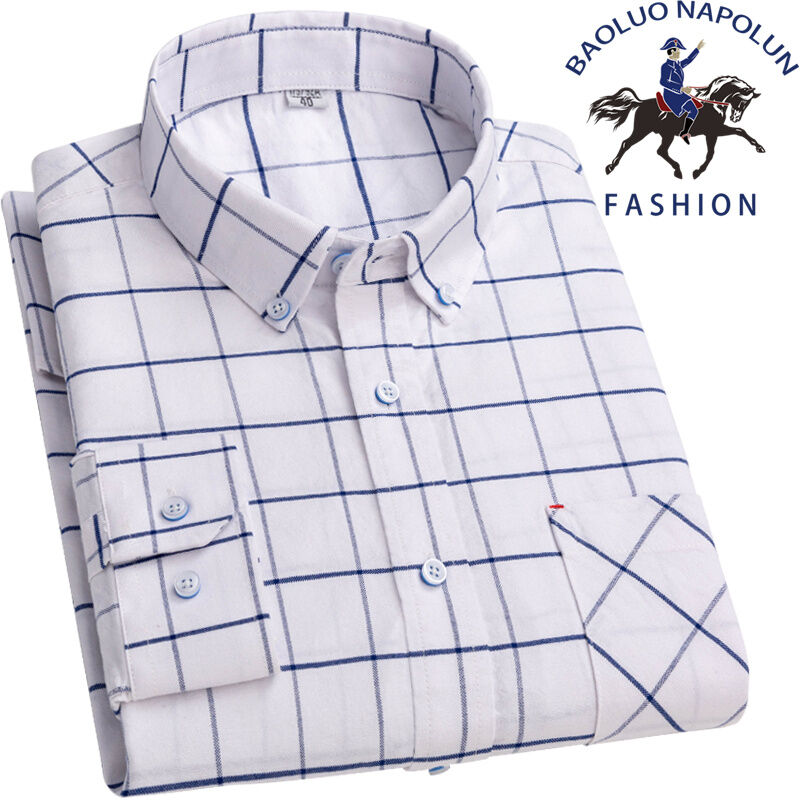 Áo Sơ Mi Polo Cotton Chất Liệu Oxford Áo Sơ Mi Cotton Cho Nam Thanh Niên Trung Niên Tay Dài Trang Phục Nam Kẻ Ca Rô Thường Ngày Trung Niên Sành Điệu Cỡ Lớn