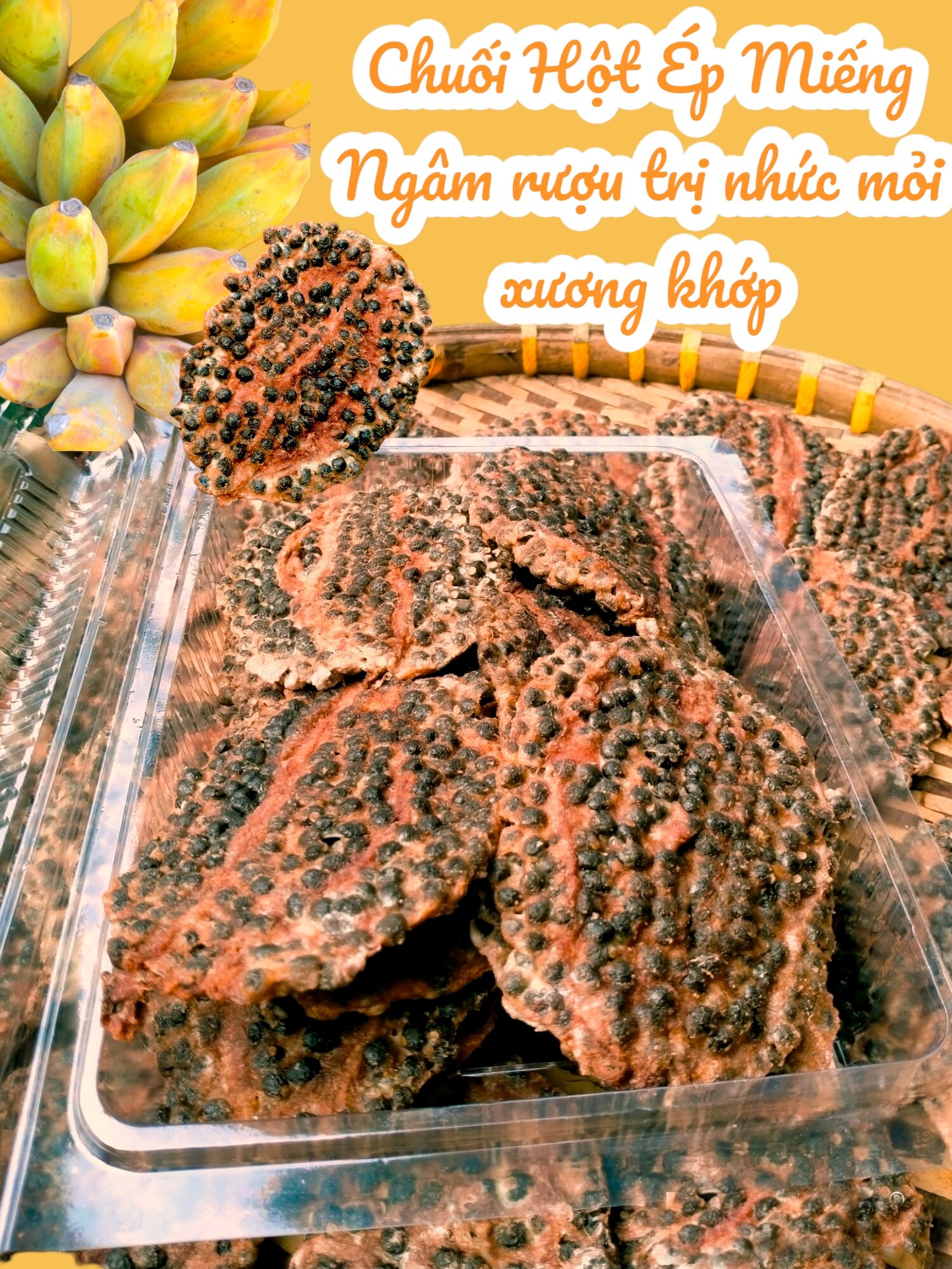 1kg Chuối hột chín ép miếng sấy khô, dùng ngâm rượu