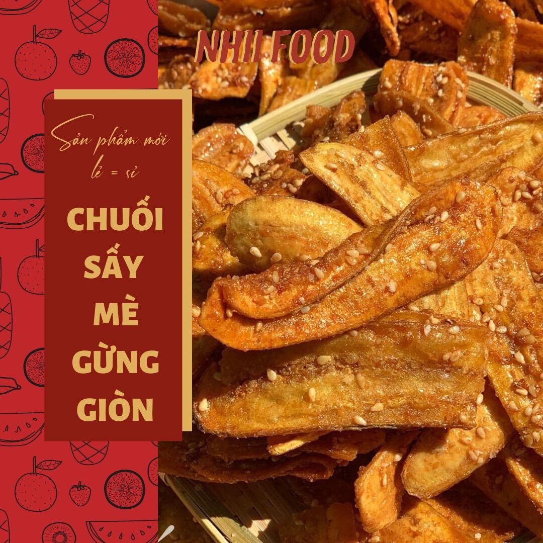200GR Chuối sấy mè gừng giòn NHII FOOD thực phẩm sạch nhà làm